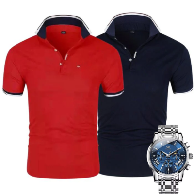 [Buy 2 Pay 1] 2-Pack Premiere Polo Shirts + Exclusive Watch